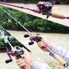 Visaccessoires Sougayilang 2,1 m roze werphengel en molencombinatie Hoge snelheid Ultralight Baitcasting Koolstofvezel Vaste hengelset 231212