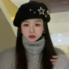 Berets água diamante cabelo boina mulheres versão coreana artesanal inverno calor chapéu japonês doce artista pintor gorras