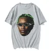 24ss Summer Pure Cotton T-shirt for Men's Hip Hop American Rap Singer Portrait Print Trendy Brand Short Sleeves