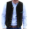 Gilets pour hommes Hommes Gilet Brown Frosted Velvet Costume Quotidien Style Casual Gilet Col Rond Simple Boutonnage Sans Manches Veste Mâle