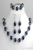 1set fashions lapis lazuli ball beads bracelet necklace earrings hook jewelry set 0 47 1860204