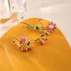 Brooches High End 18k Gold Plated Pearl Flower Brooch Pins For Women Fashion Exquisite Colour Enamel Dress Breastpin Suit Ornament