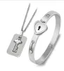 set di gioielli set di gioielli in acciaio inossidabile amante serratura braccialetto braccialetto collana pendente chiave NE9664444384