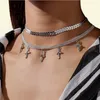 Vintage Cross Tassel Neckor for Women Gold Silver Color Multi Layer Arrow Chain Choker Halsband Kvinnliga smycken Tillbehör Pen7638776