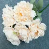 Dekorativa blommor 1st Vintage Artificial Peony Bouquet 5 Big Head Fake Decor Bridal For Home Table Wedding Supplies