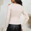 Swetery dla kobiet Elegancki sweter kobiet wycięty bandaż pullover koreańsko -mody bodycon tops Y2K Knitwears Długie rękawie