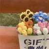 Flores decorativas mão-malha tuilp crochê artificial algodão carro de casamento decoração caseira ornamento decoração de mesa buquê presentes de casal