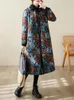 Kvinnors dikerockar 2023 Single Breasted Padded Cotton Print Floral Thicken Warm Autumn Winter Fashion Women Spring Outwear