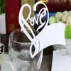 100 Stück Hohle Liebe Herzform Papier Tischkarte Escort Cup Karte Weinglas Kartenpapier für Hochzeit Par Hochzeitsgeschenke2788