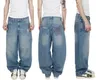 Jeans pour femmes y2k brodered raide large jambe masculine hip hop street vêtements harajuku pantalon de poche simple décontracté 231213