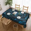 Nappe rectangulaire en eau peu profonde, imprimé Vortex bleu, décoration amusante pour salle à manger