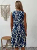 Casual Kleider Drucken Frauen Sommerkleid Ärmelloses Blumen Einteiliges Frau Boho Strand Lose Knielangen Kurzen