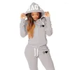 Calças femininas de duas peças moda mulheres tracksuits primavera outono esportes desgaste jogging ternos senhoras com capuz conjunto roupas zíper hoodies e