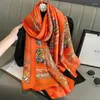 Halsdukar 2023 180 90 cm kvinnor halsduk mode tryck silke sommar sjalar wraps mjuka lady bandana foulard hijabs ljuddämpare