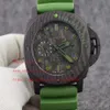 Classic style Super Quality watches for men cal 2555 Automatic Movement 47mm Rotating Bezel carbon fiber Case Auto Date Green Rub258f