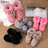 Sandalen Winter Mode Baumwolle Slipper Kaninchen Ohr Hause Innen Rutschfeste Warme Schuhe Nette Wrap Ferse Plüsch Mädchen Geschenk 231212