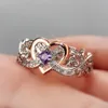 Wedding Rings Huitan Creative Women s Heart with Romantic Rose Flower Design Engagement Love Aesthetic Jewelry 231213