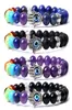 Natuurlijke Chakra Stenen Kralen Strengen Fatima Evil Charm Armbanden Mode Zwarte Lava Tijgeroog Turquoise Amethist Agaat Quartz Bang5233137