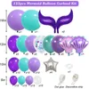 Christmas Decorations Purple Mermaid Tail Happy Birthday Party Decoration Kit Girl Balloon Wedding Oh Baby Shower Latex Balloons Garland Globos 231213