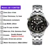 PHYLIDA Black Dial MIYOTA PT5000 Automatic Watch DIVER NTTD Style Sapphire Crystal Solid Bracelet Waterproof 200M 210310334a