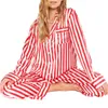 Vrouwen Nachtkleding 2024 Jaar 2 Stuks Pyjama Sets Mode Vrouwelijke Kerst Gestreepte Lange Mouw Met Broek Loungewear 231213