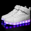 Dress Shoes Men's and Women's High Top Board Shoes Children's Luminous Shoes LED Light Shoes Mirror Leather Panel Shoes Large 25-47 231212