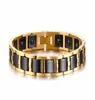 Bracciale da uomo di alta qualità in acciaio inossidabile color oro nero con braccialetto magnetico in ceramica nera per uomo2597629