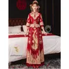 Ethnische Kleidung Rote chinesische Braut Hochzeit Party Qipao S6XL Alltagskleidung Stickerei Frauen Hanfu Kleid 231212