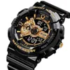 Skmei LED Digital Thock Men Analog Quartz Black Gold Electronic Brance Watch Masculino G Wodoodporny plastikowy sport