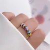 Anillos de racimo Estilo europeo y americano Color Esmalte Dedo neutro con cuentas para aliviar el estrés Amantes de la joyería Anillo creativo