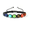 Bracciale Shambhala gioielli 10 pezzi interi perline di pietra naturale da 8 mm 7 chakra pietra curativa meditazione yoga bracciali macramè241O