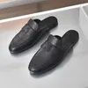 Designer casual shoes Fashion solid color flat dress shoes Metal buckle leather material Love shoes outdoor generous elegant temperament slippers