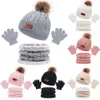 Chapeau pour enfants, écharpe, gants, ensemble trois pièces, automne et hiver, nouveau chapeau à boule unique pour bébé