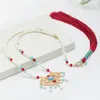 Kedjor utsökta hängande halsband pärlor eleganta Hanfu långa pärlor halsband för traditionella kostymälskare