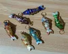 5 peças 4cm artesanais amuletos de peixe Koi realistas faça você mesmo amuleto Cloisonne esmalte pingente de carpa da sorte brincos pulseira acessórios de tornozeleira8934793