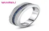 Bagues de cluster Trendy Blue Topaz 925 Sterling Silver Femme Hommes S925 Bague Gemstone Rose Sapphire Party Bijoux Bague6133655