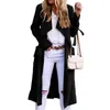 Trench da donna Cappotto da donna Maniche lunghe con cintura Tasche lunghezza midi Cardigan Casual Previene la cinghia dal vento per le donne