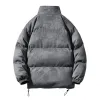 Modedesigner-Herren-Wildlederjacken, Winter, neuer Stil, Wildleder-Baumwoll-gepolsterte Jacke, High-End-Stehkragen, lockere Passform, Brotmantel, übergroße, trendige Baumwollkleidung