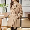 Trenchs de femmes 2024 printemps automne manteau mi-long femmes mode élégante coréenne double boutonnage vêtements d'extérieur femme coupe-vent mince R318