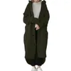 Women's Trench Coats Loose Fit Coat Stylish Hooded Winter With Irregular Hem Long Sleeves Thick Pockets Ankle Length For Outdoor