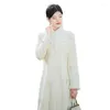 Etnisk kläder kinesisk stil cheongsam jacka kvinnors dagliga långärmad förtjockad modifierad klänning höst och vinter