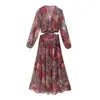 Casual Kleider 2023 Frauen Cut Out Midi Kleid Mode Paisley Print Lange Puff Sleeve Elegante A-line Frau Vestidos Robe