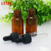 wholesale E Juice 15 ml Glass Amber Bottles with Dropper Dripper for E Liquid 15ml Black Caps ZZ