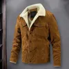 Vestes d'hiver en laine pour hommes, manteau en velours côtelé, Parka décontractée à revers, veste chaude pour hommes, deux poches, poitrine unique, 231213
