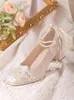 Sukienka buty 2023 Summer Rhinestone Bow Knot Antique High Heels Mary Jane okrągły palca dla kobiet