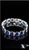 Bransoletki biżuteria luksusowa marka biżuterii 925 Sterling Sier Oval Cut Blue Sapphire CZ Diamond Ruby Women Bransoletka ślubna dla 3993860
