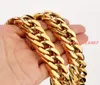 Trendy 17mm Wide Charming 316L Stainless Steel Gold Cuban Curb Chain Men039s Heavy Cool Jewelry Necklace 740quot Gift Chains1689982