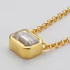 OEVAS Real 1 Emerald Cut D color Moissanite Pendant Necklace Gold Color 100% 925 Sterling Silver Party Fine Jewelry Gifts 210319260r