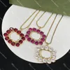 Collares con colgante de doble letra, joyería de compromiso de boda, collar de diamantes, accesorios de suéter para mujer