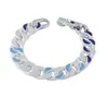 Bracelet en acier et titane pour hommes, chaîne avec lettres de haute qualité, bleu ciel, nuage, dégradé de teinture, bijoux 5362618